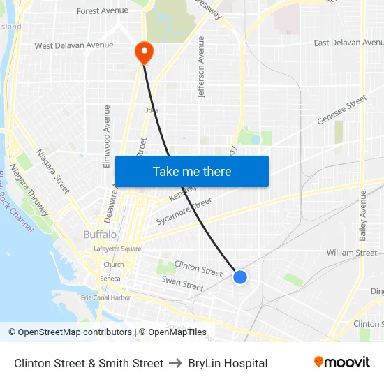Clinton Street & Smith Street to BryLin Hospital map