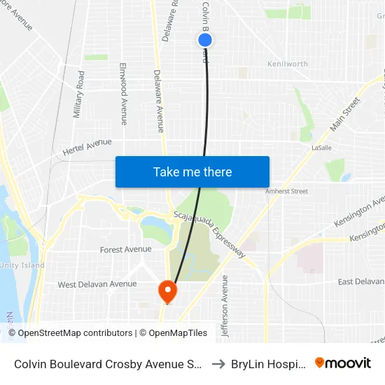 Colvin Boulevard & Crosby Avenue to BryLin Hospital map