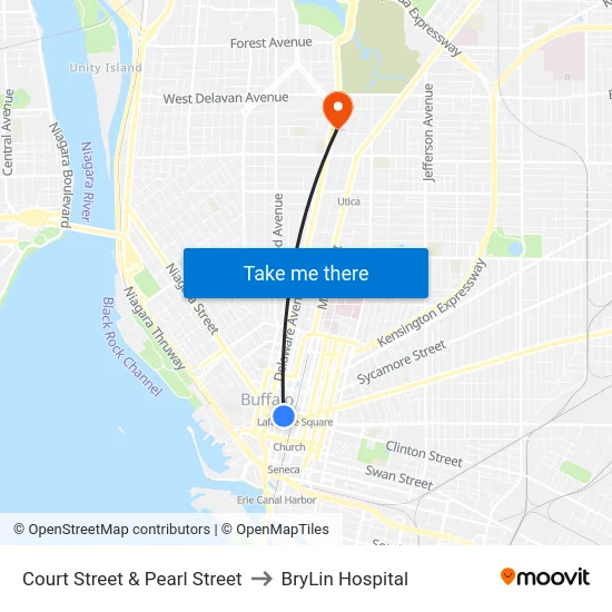 Court Street & Pearl Street to BryLin Hospital map