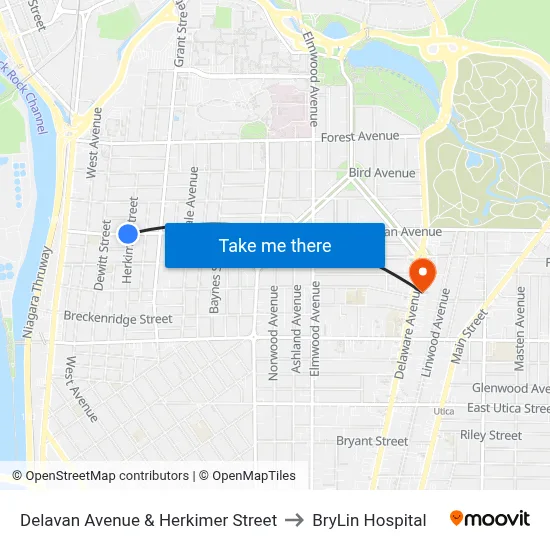 Delavan Avenue & Herkimer Street to BryLin Hospital map
