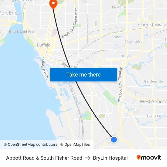 Abbott Road & South Fisher Road to BryLin Hospital map