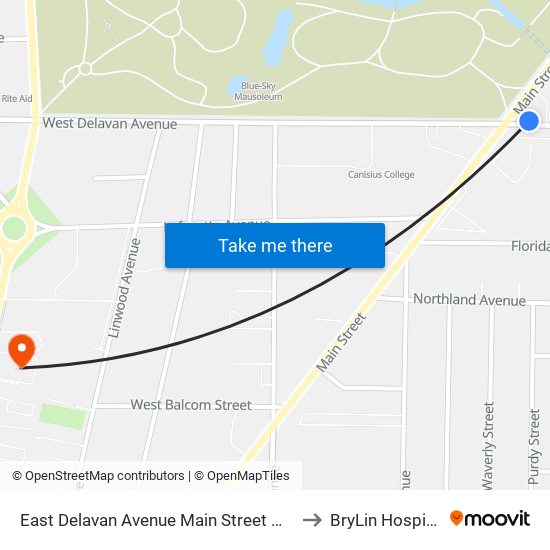 East Delavan Avenue Main Street Wes to BryLin Hospital map