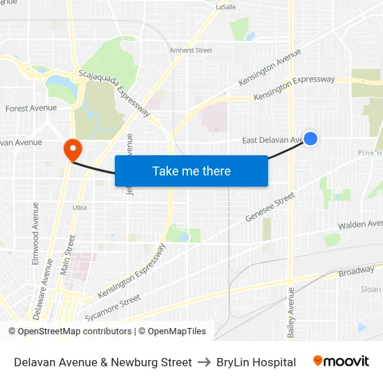 Delavan Avenue & Newburg Street to BryLin Hospital map