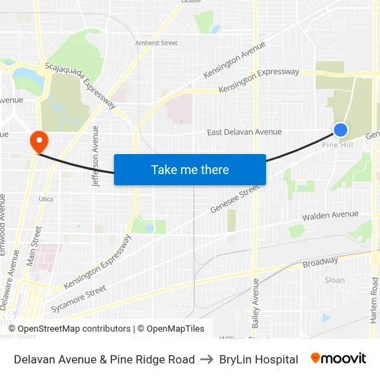 Delavan Avenue & Pine Ridge Road to BryLin Hospital map