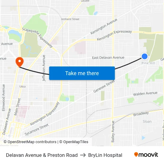 Delavan Avenue & Preston Road to BryLin Hospital map