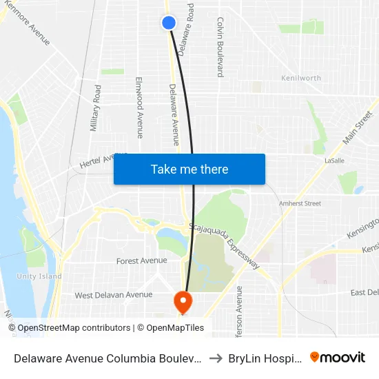 Delaware Avenue & Columbia Boulevard to BryLin Hospital map