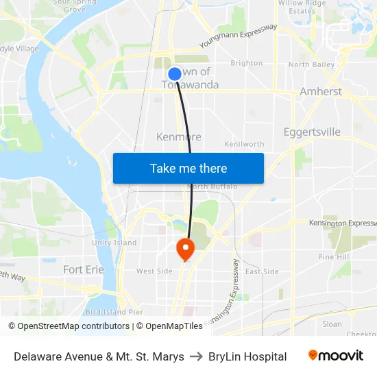 Delaware Avenue & Mt. St. Marys to BryLin Hospital map