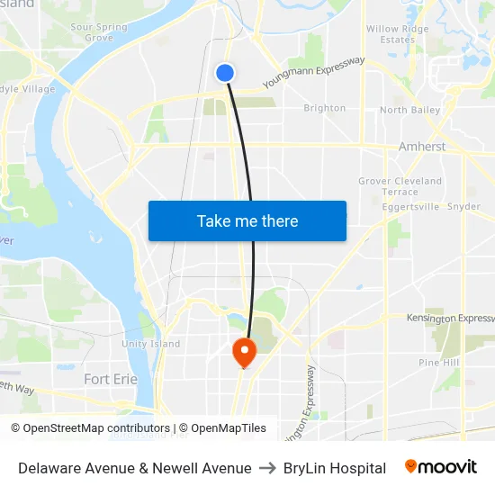 Delaware Avenue & Newell Avenue to BryLin Hospital map