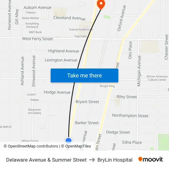 Delaware Avenue & Summer Street to BryLin Hospital map