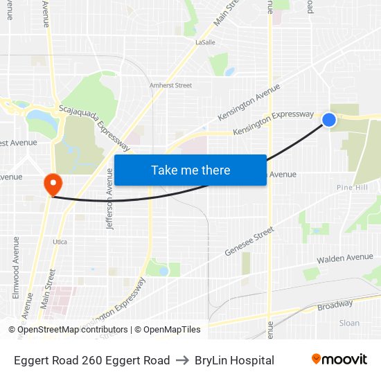 Eggert Road 260 Eggert Road to BryLin Hospital map