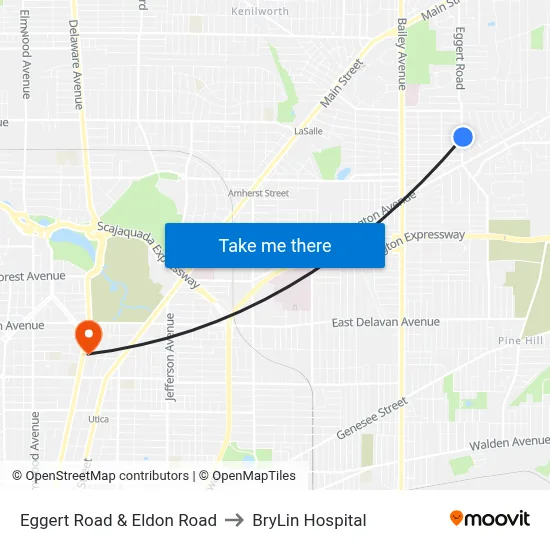Eggert Road & Eldon Road to BryLin Hospital map