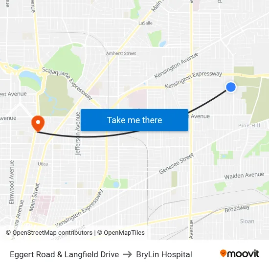 Eggert Road & Langfield Drive to BryLin Hospital map