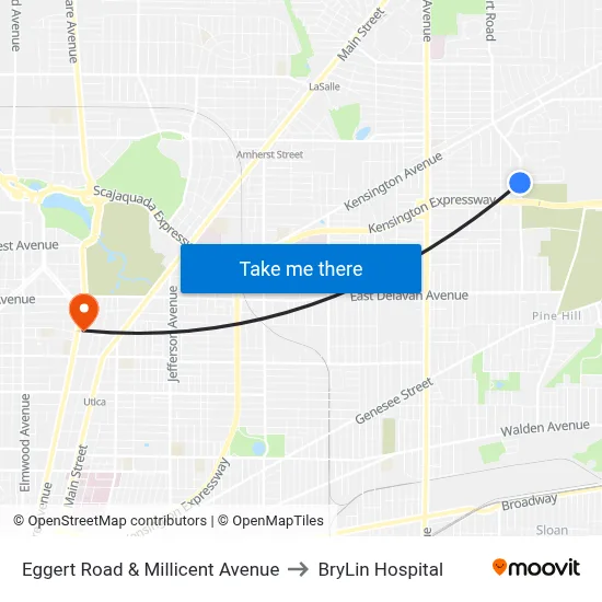 Eggert Road & Millicent Avenue to BryLin Hospital map