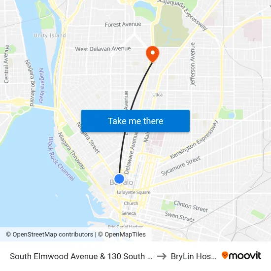 South Elmwood Avenue & 130 South Elmwood to BryLin Hospital map