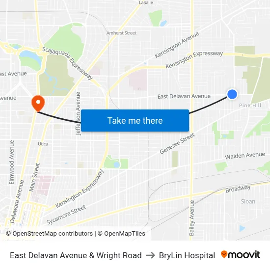 East Delavan Avenue & Wright Road to BryLin Hospital map