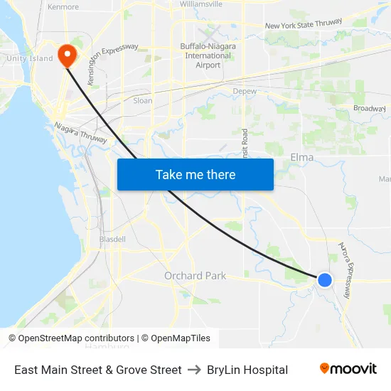 East Main Street & Grove Street to BryLin Hospital map
