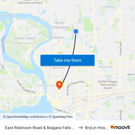 East Robinson Road & Niagara Falls Boulevard to BryLin Hospital map