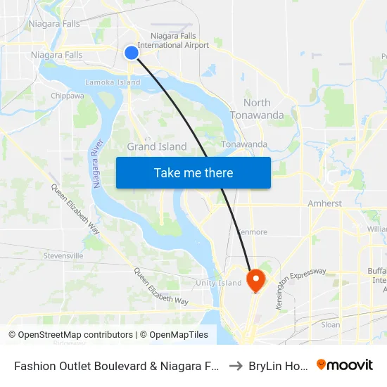 Fashion Outlet Boulevard & Niagara Falls Boulevard to BryLin Hospital map