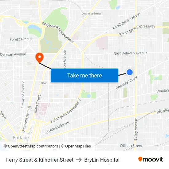 Ferry Street & Kilhoffer Street to BryLin Hospital map