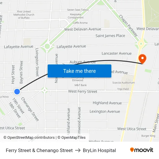 Ferry Street & Chenango Street to BryLin Hospital map
