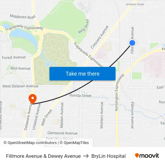 Fillmore Avenue & Dewey Avenue to BryLin Hospital map