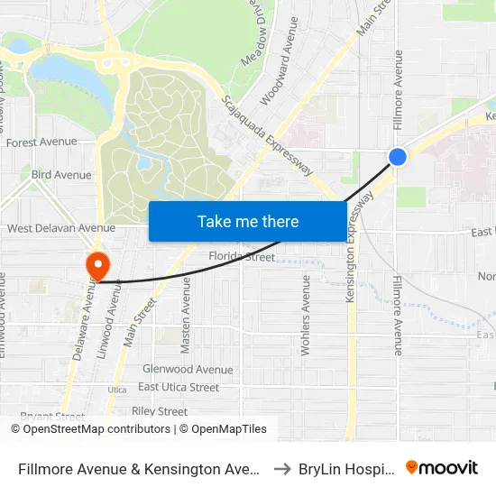 Fillmore Avenue & Kensington Avenue to BryLin Hospital map