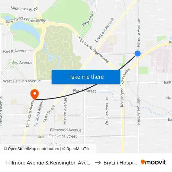Fillmore Avenue & Kensington Avenue to BryLin Hospital map