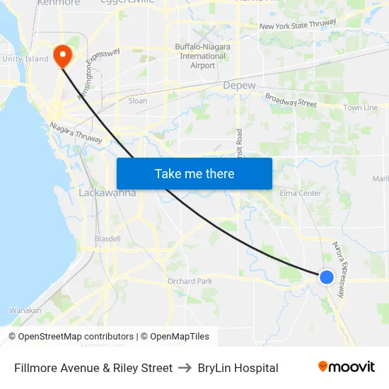 Fillmore Avenue & Riley Street to BryLin Hospital map