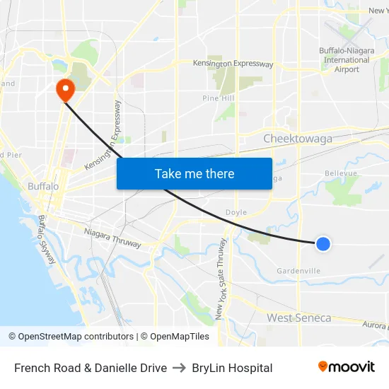 French Road & Danielle Drive to BryLin Hospital map