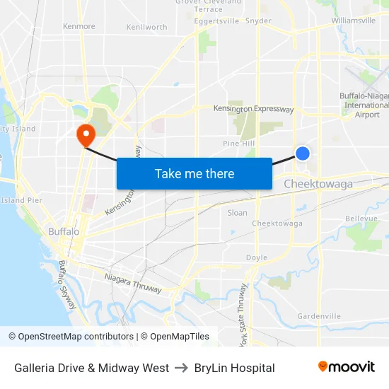 Galleria Drive & Midway West to BryLin Hospital map