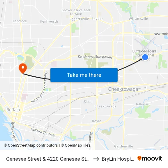 Genesee Street & 4220 Genesee Street to BryLin Hospital map