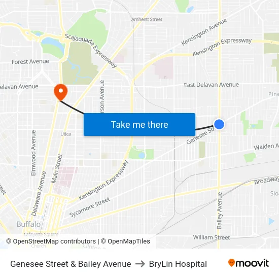 Genesee Street & Bailey Avenue to BryLin Hospital map