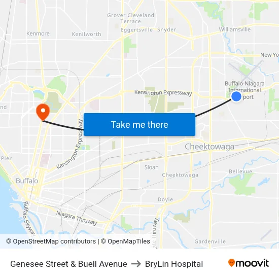 Genesee Street & Buell Avenue to BryLin Hospital map