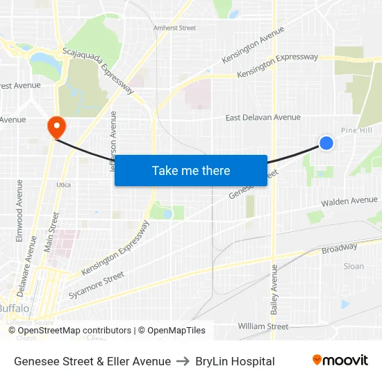 Genesee Street & Eller Avenue to BryLin Hospital map