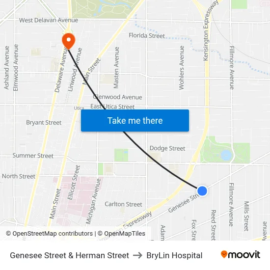 Genesee Street & Herman Street to BryLin Hospital map