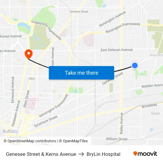 Genesee Street & Kerns Avenue to BryLin Hospital map