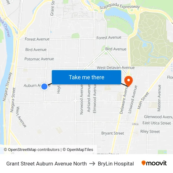 Grant Street & Auburn Avenue to BryLin Hospital map