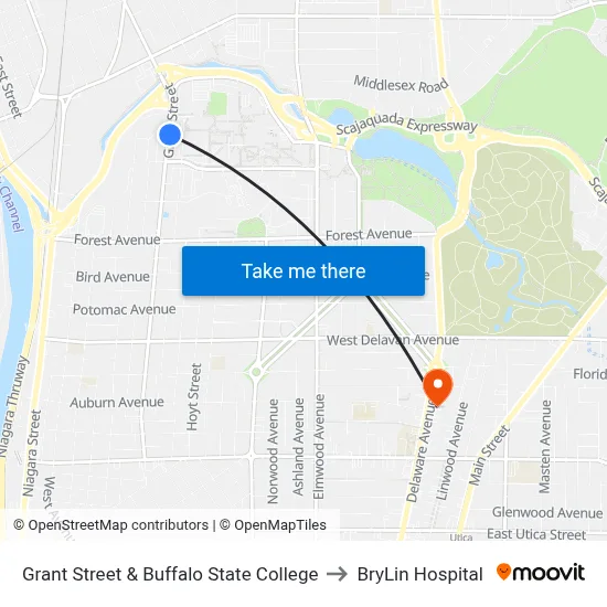 Grant Street & Buffalo State College to BryLin Hospital map