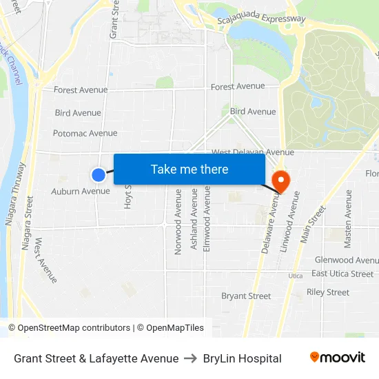 Grant Street & Lafayette Avenue to BryLin Hospital map