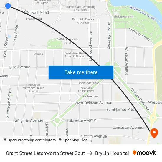Grant Street & Letchworth Street to BryLin Hospital map