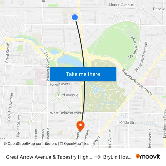 Great Arrow Avenue & Tapestry High School to BryLin Hospital map