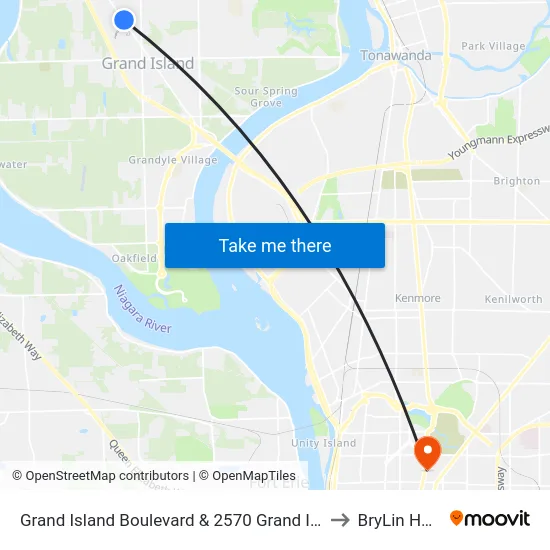 Grand Island Boulevard & 2570 Grand Island Boulevard to BryLin Hospital map