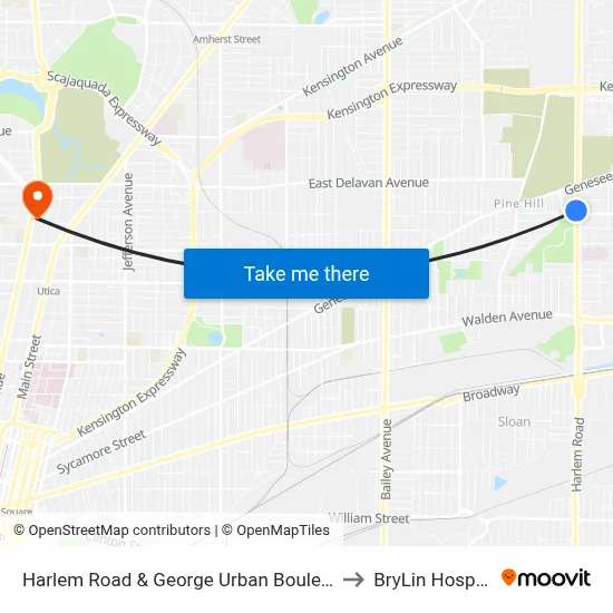 Harlem Road & George Urban Boulevard to BryLin Hospital map