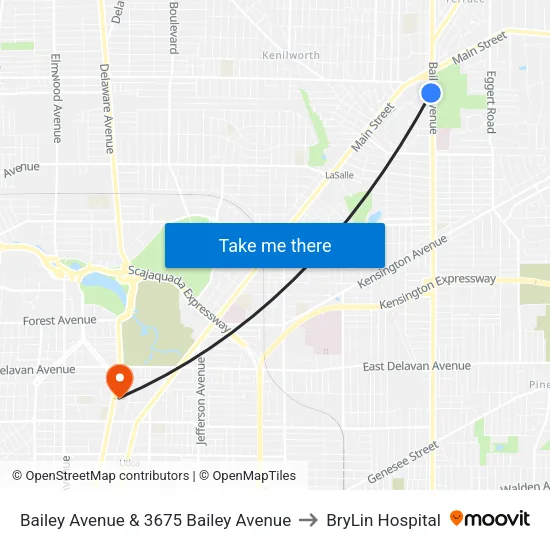Bailey Avenue & 3675 Bailey Avenue to BryLin Hospital map