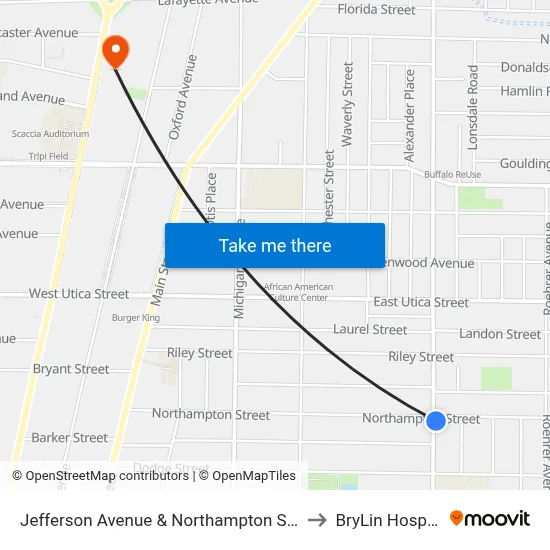 Jefferson Avenue & Northampton Street to BryLin Hospital map
