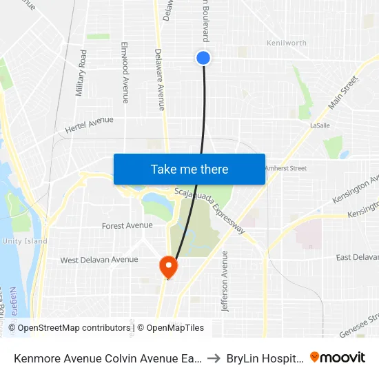 Kenmore Avenue & Colvin Avenue to BryLin Hospital map