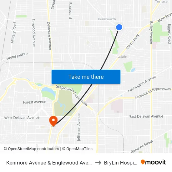 Kenmore Avenue & Englewood Avenue to BryLin Hospital map