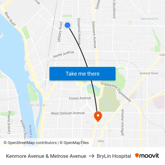 Kenmore Avenue & Melrose Avenue to BryLin Hospital map
