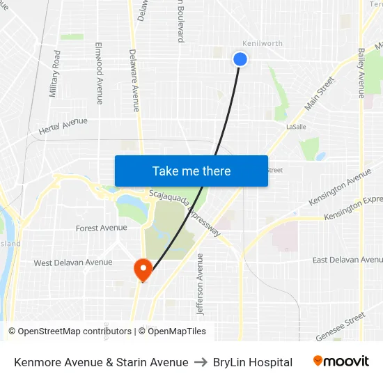 Kenmore Avenue & Starin Avenue to BryLin Hospital map