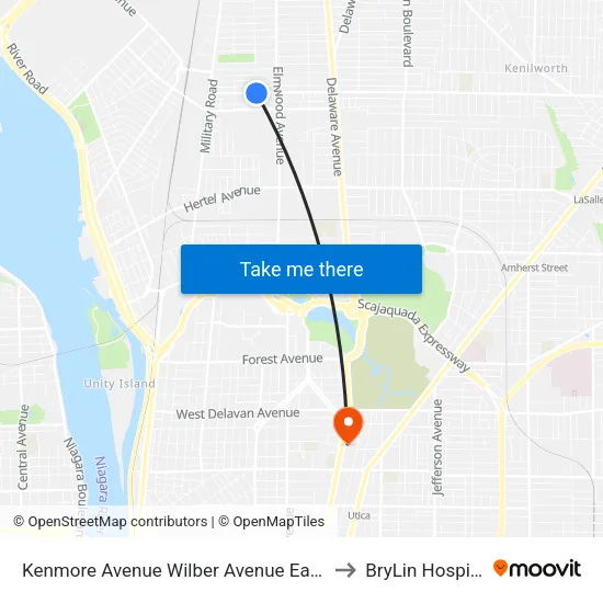 Kenmore Avenue & Wilber Avenue to BryLin Hospital map
